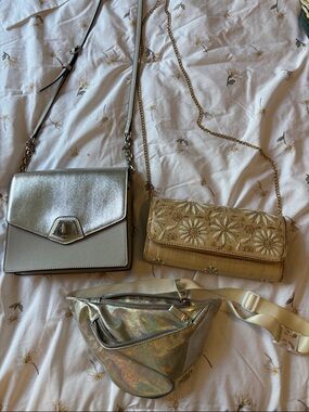 3 Metallic Bags — Metallic Crossbody Purse and Fanny Pack